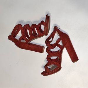 NWT Women Windsor Sz 7.5 Rust Color Suede/Leather Chunky Heels